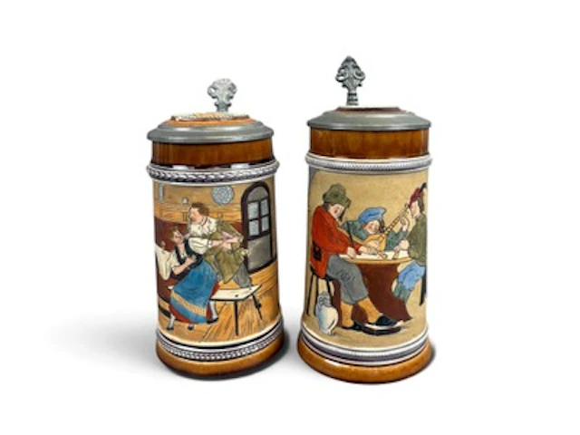 (2) German Stoneware Beer Steins