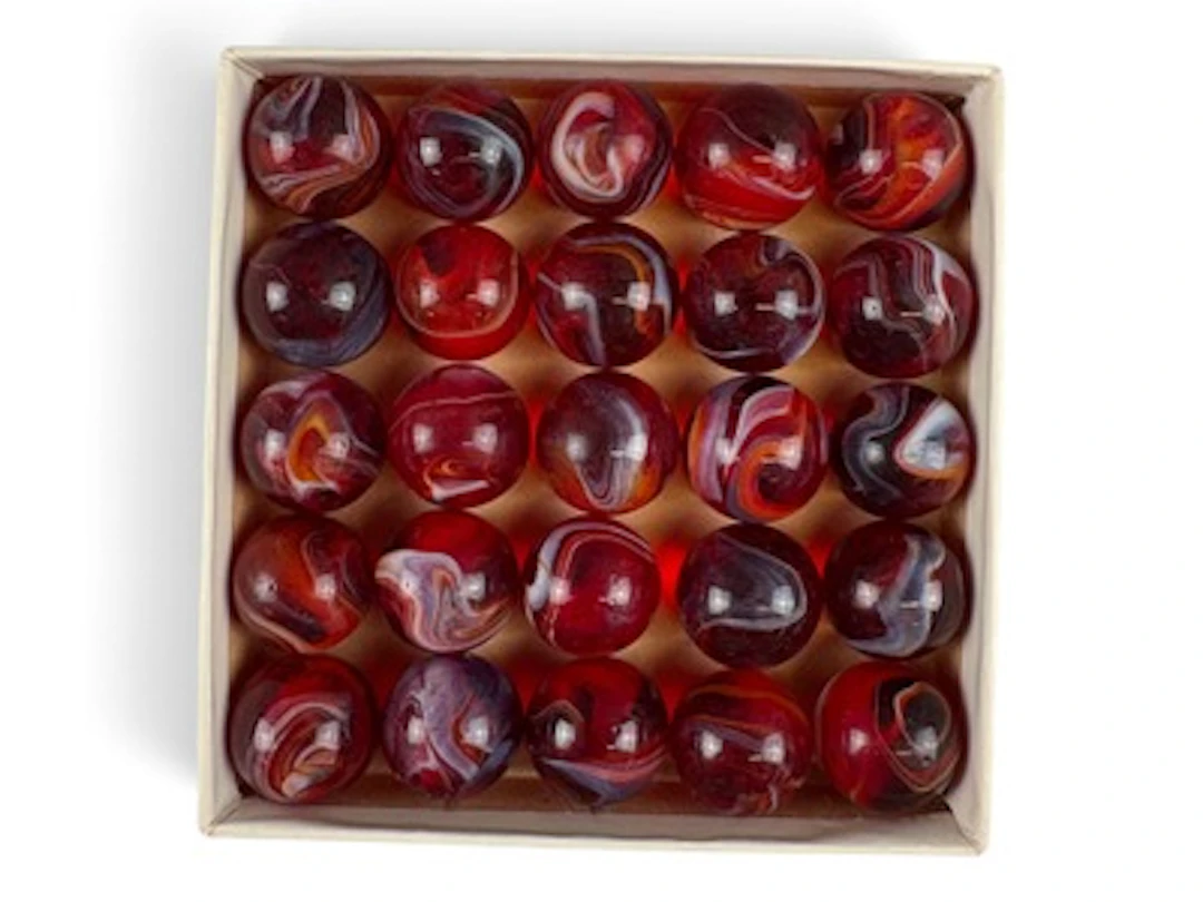 Boxed Akro 0 Cardinal Red Marbles