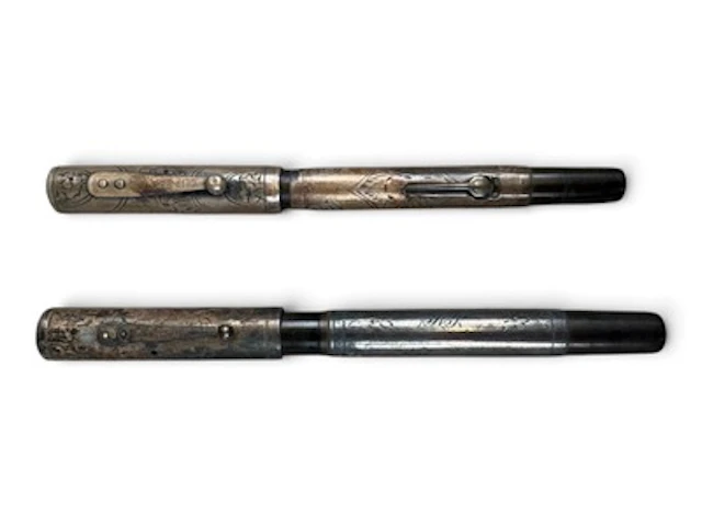 (2) Waterman Sterling Overlay Fountain Pens