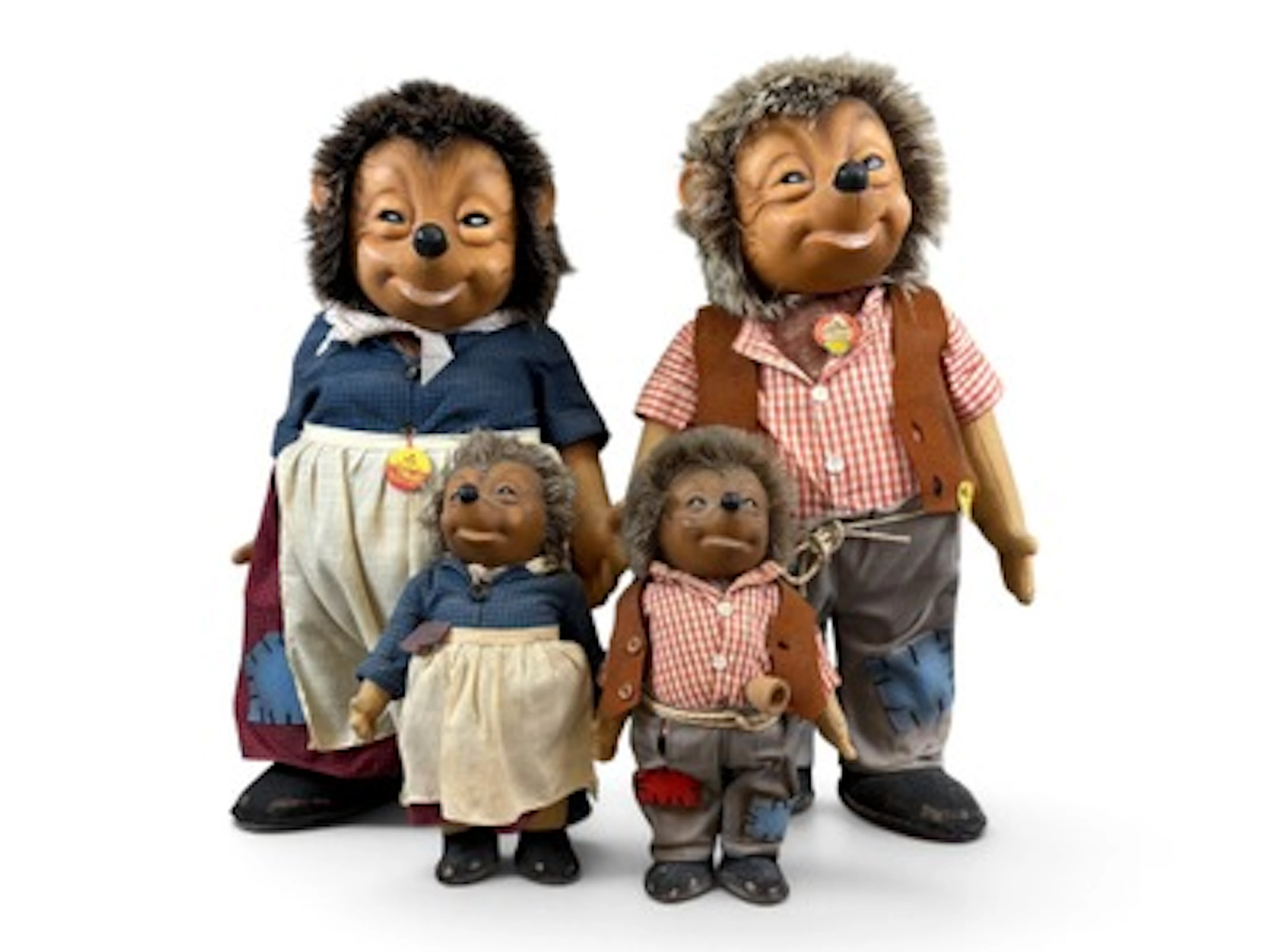 Vintage Steiff Mecki & Micki Figures, Lot of 4