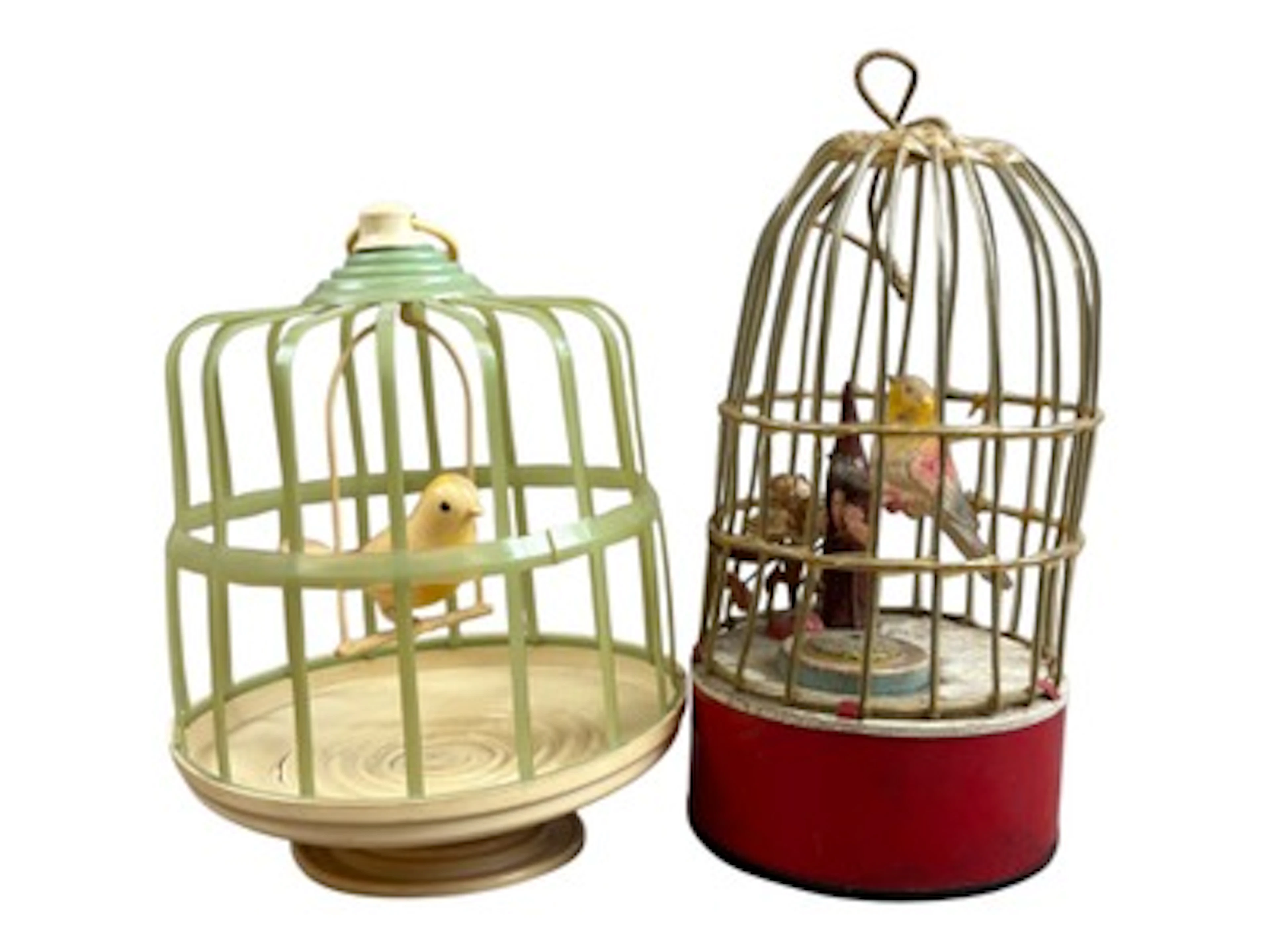 Pair of Celluloid Bird Cage Toys