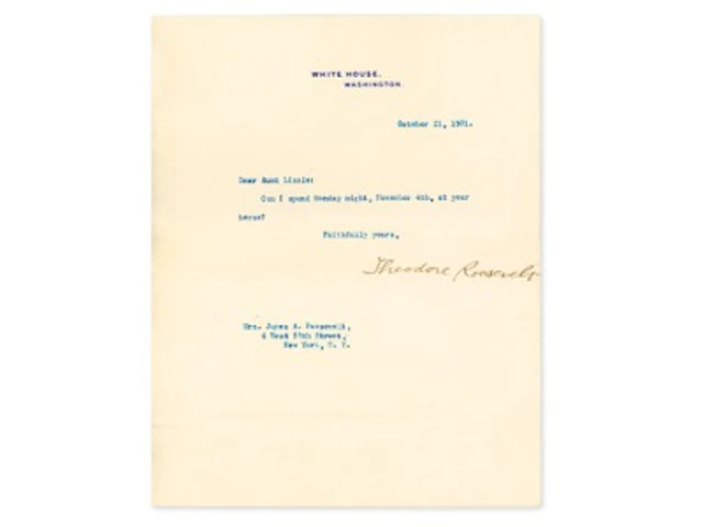 Theodore Roosevelt 1901 Signed White House Letter