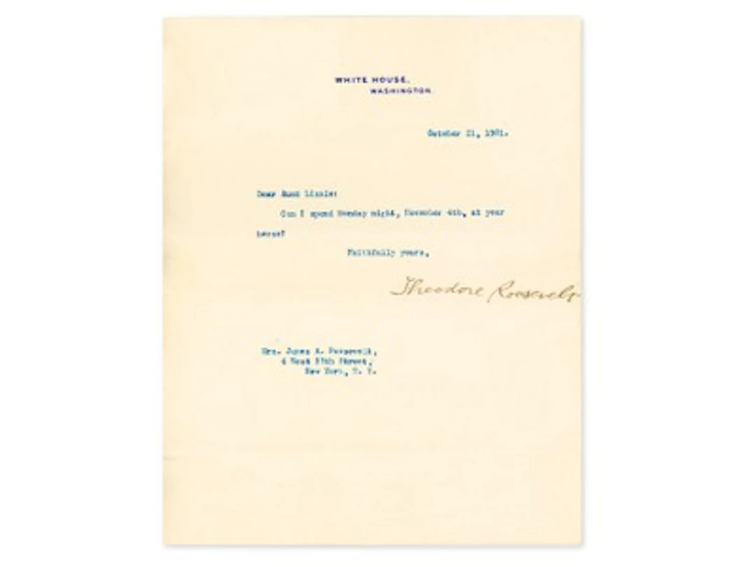 Theodore Roosevelt 1901 Signed White House Letter