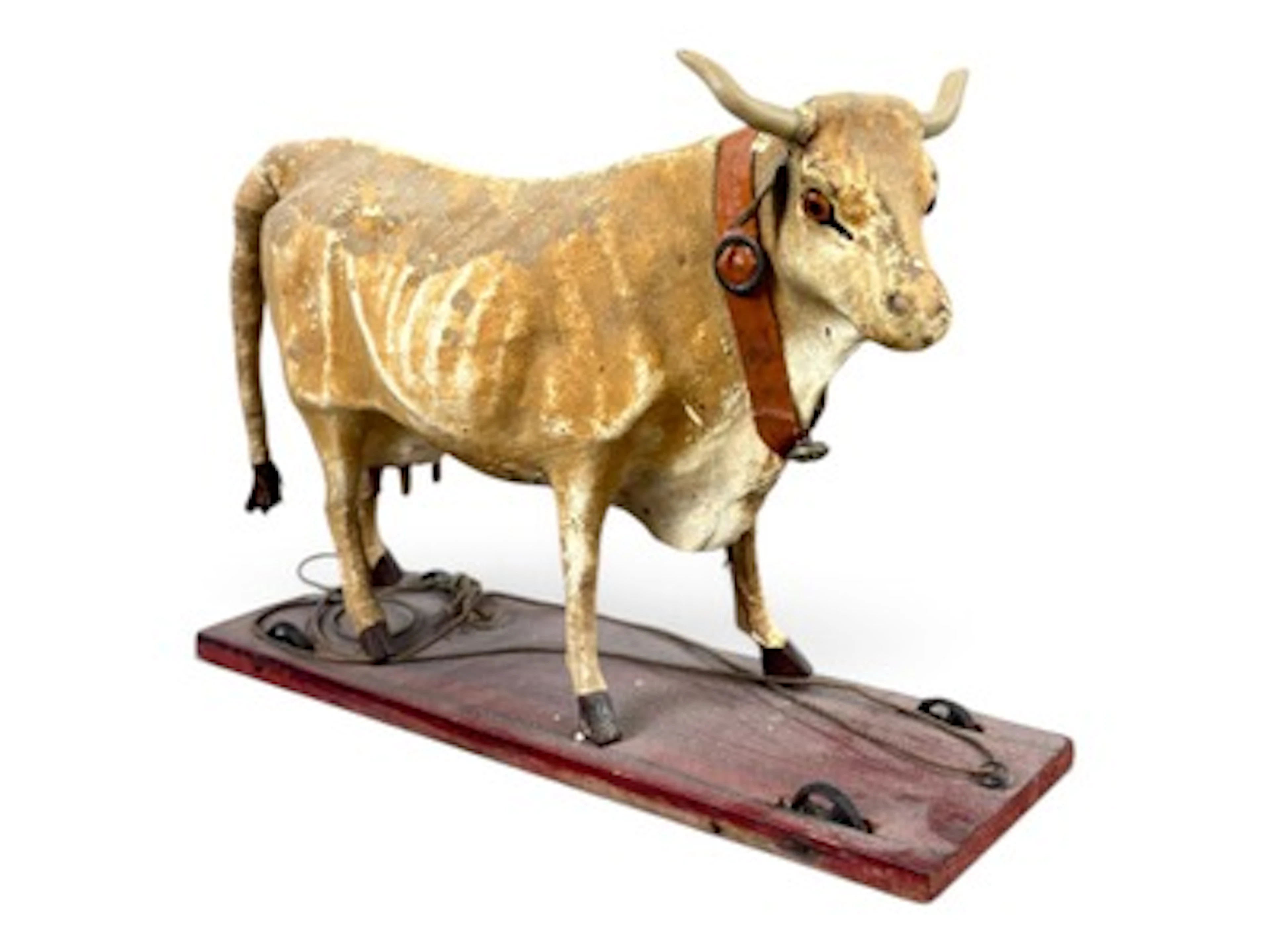 German Paper Mache Cow Pull Toy