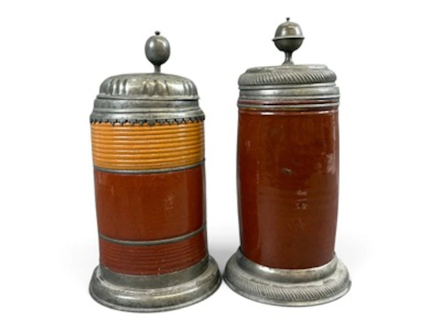 (2) Early German Stoneware Beer Steins