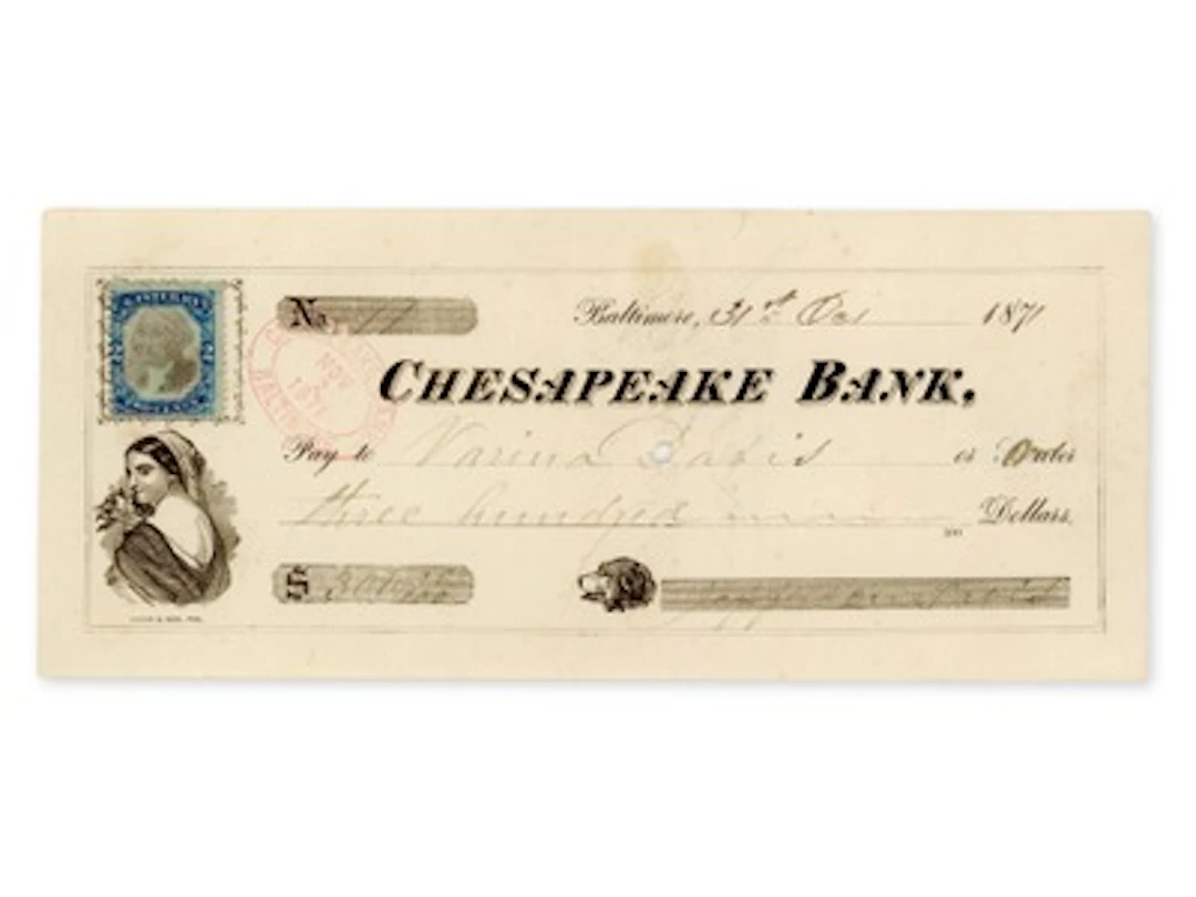 Jefferson & Varina Davis Signed Check