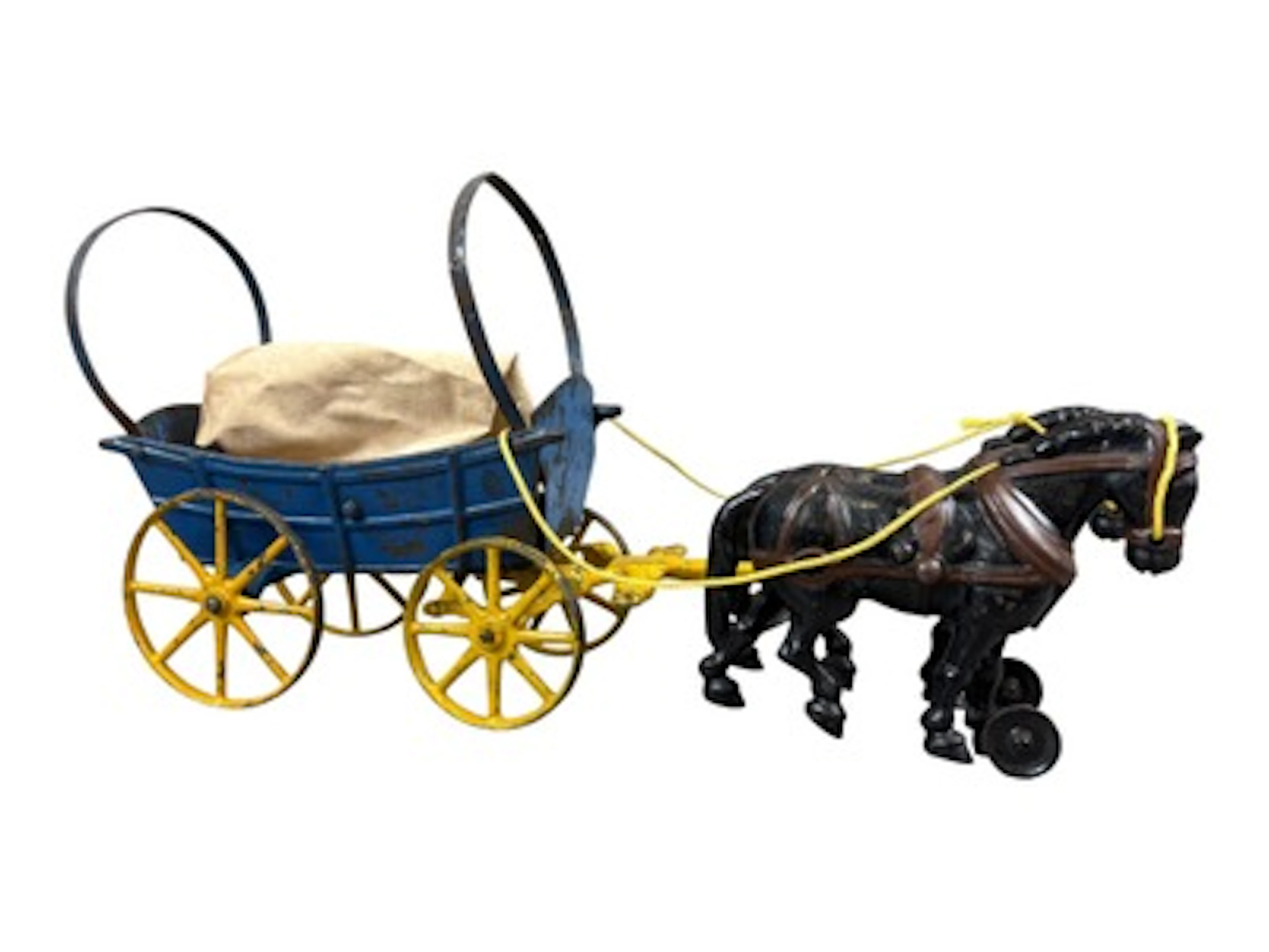 Hubley Cast Iron & Tin Horse Drawn Covered Wagon