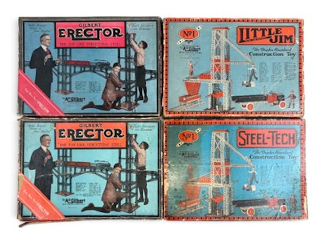 (4) Boxed Gilbert No. 1 Construction Sets, 1920's