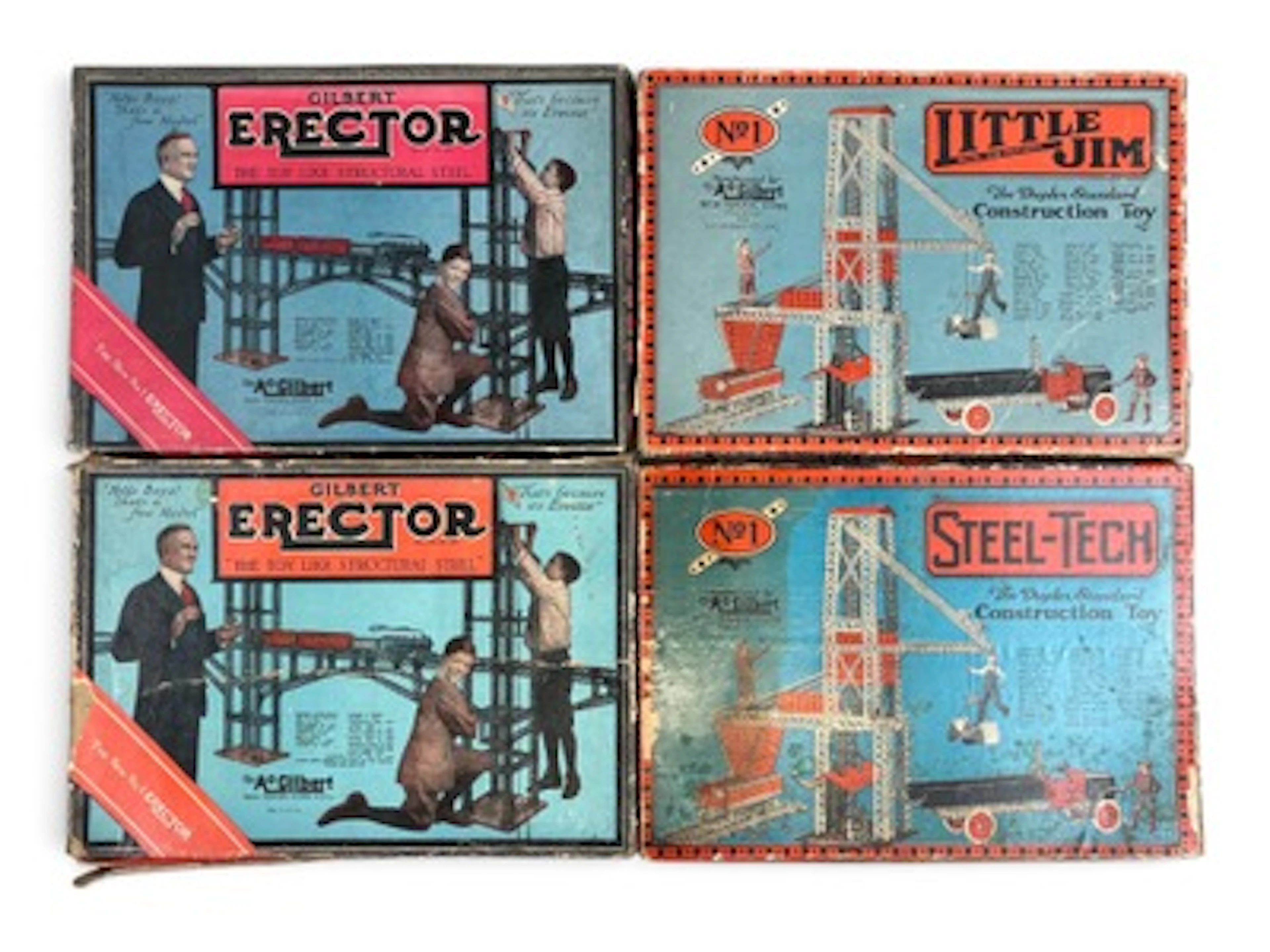 (4) Boxed Gilbert No. 1 Construction Sets, 1920's