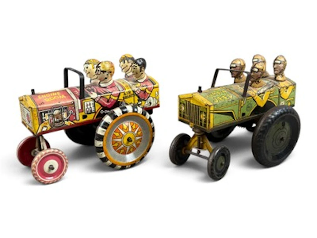 Marx Tin Wind Up Jumpin Jeep & College Crazy Car