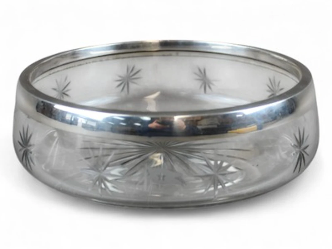 White Star Line Cut Glass & Sterling Silver Dish