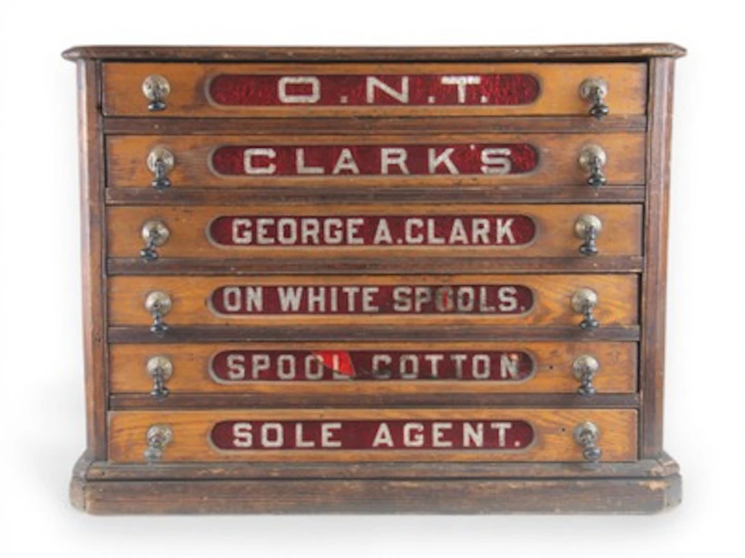 Clark's O.N.T. Spool Cotton Advertising Cabinet