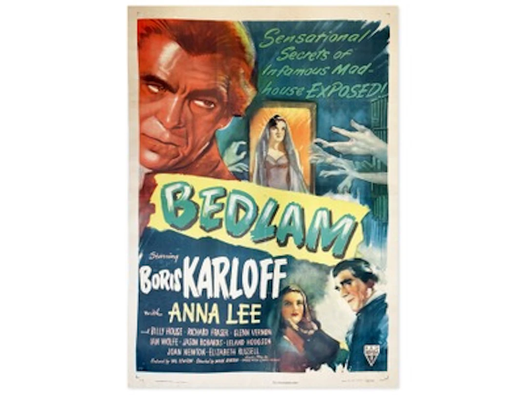 1946 Bedlam Horror One Sheet Movie Poster