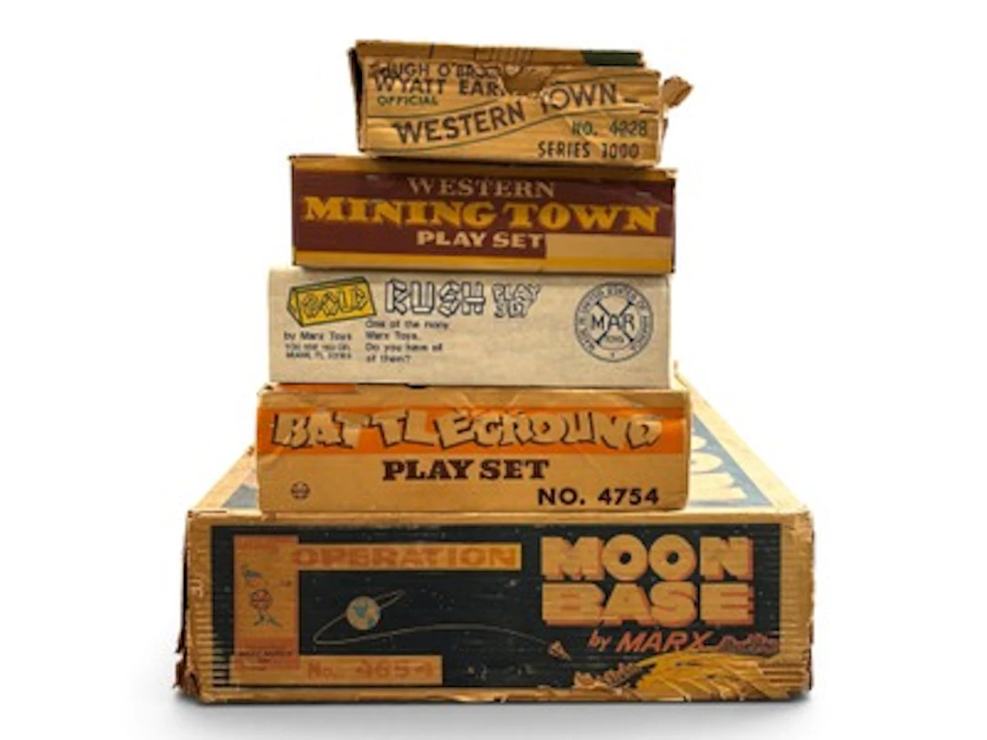 Large Lot Marx Western Play Set Parts, Plus