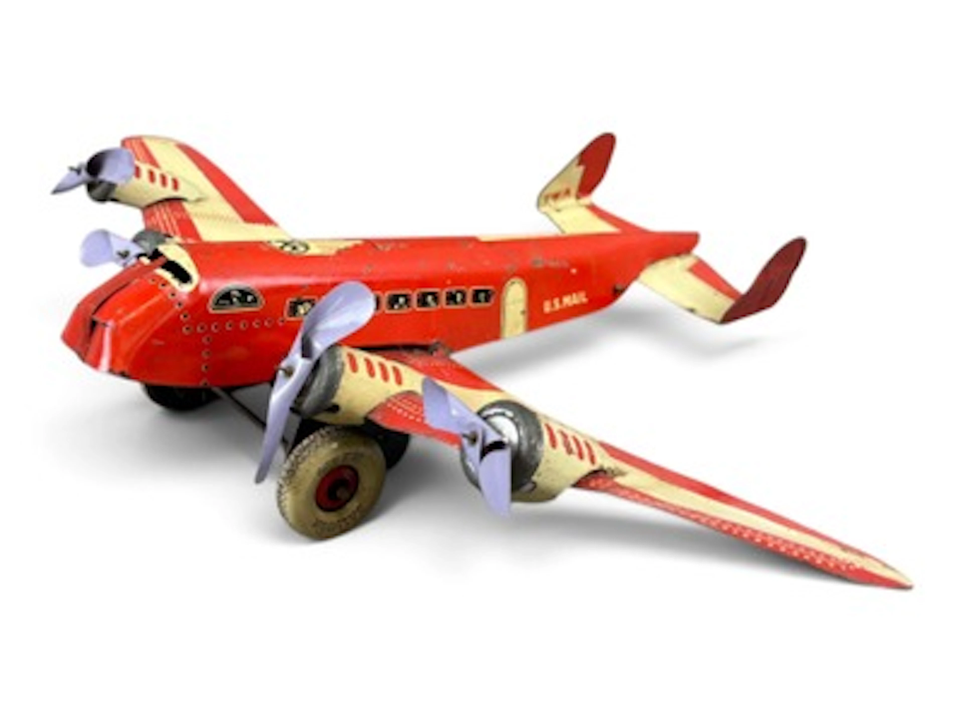 Marx Tin Ltho Windup TWA US Mail Airplane