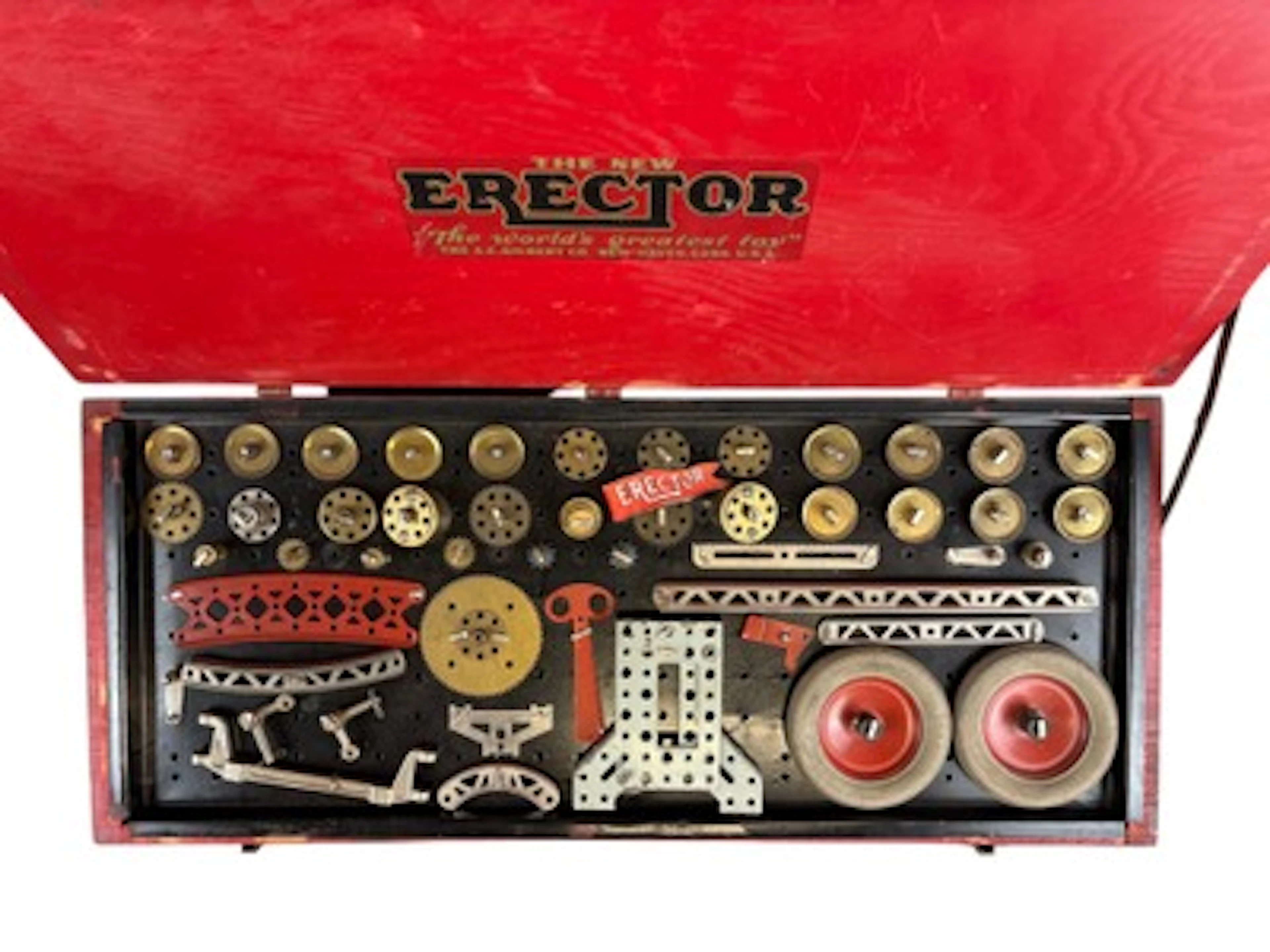 Gilbert White Truck Erector Set in Wooden Case