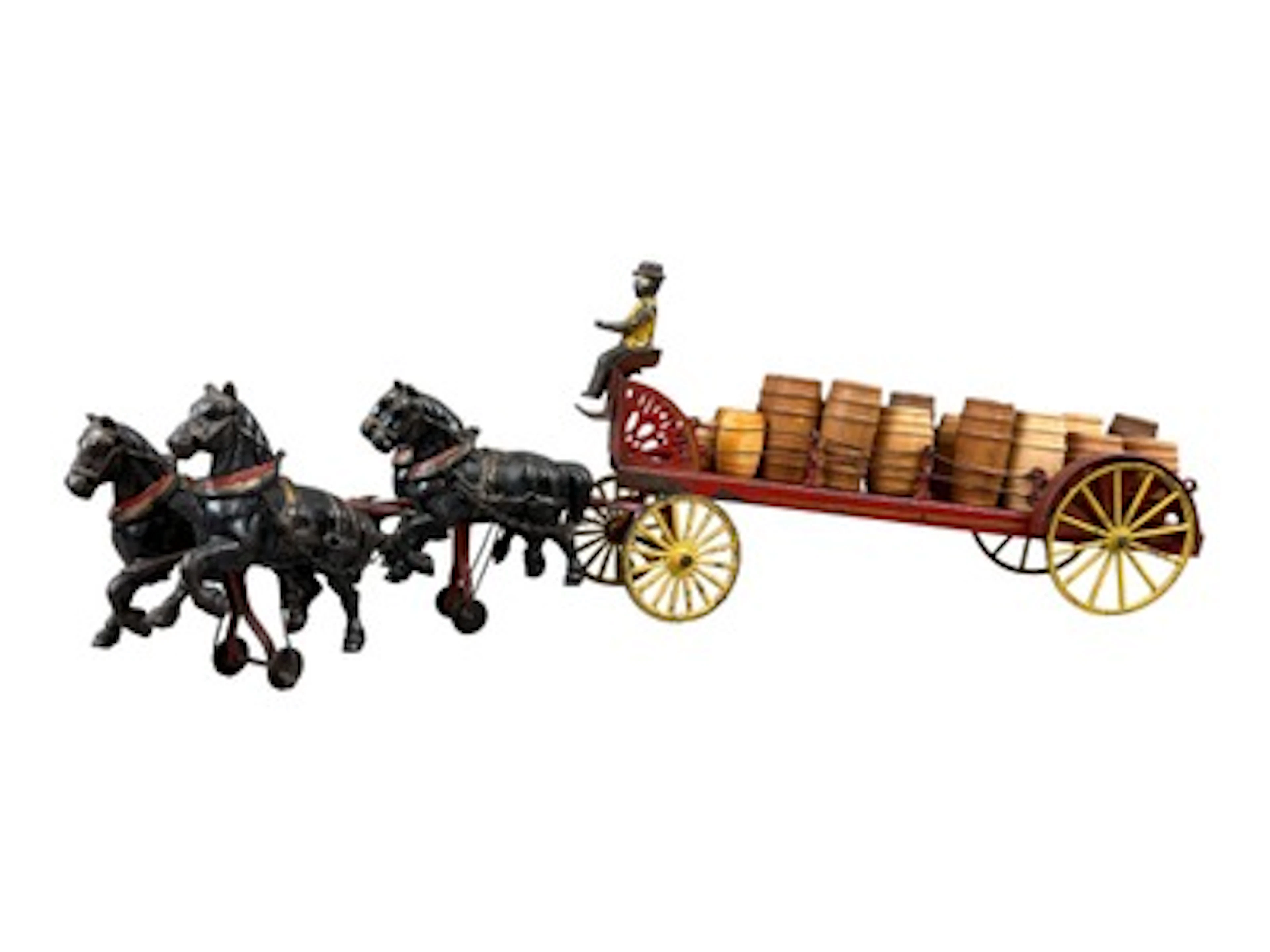 Wilkins Cast Iron 4 Horse Drawn Barrel Dray Wagon