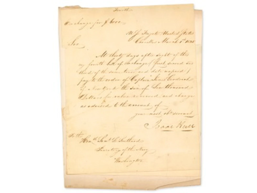 Commodore Isaac Hull 1825 Signed Naval Document