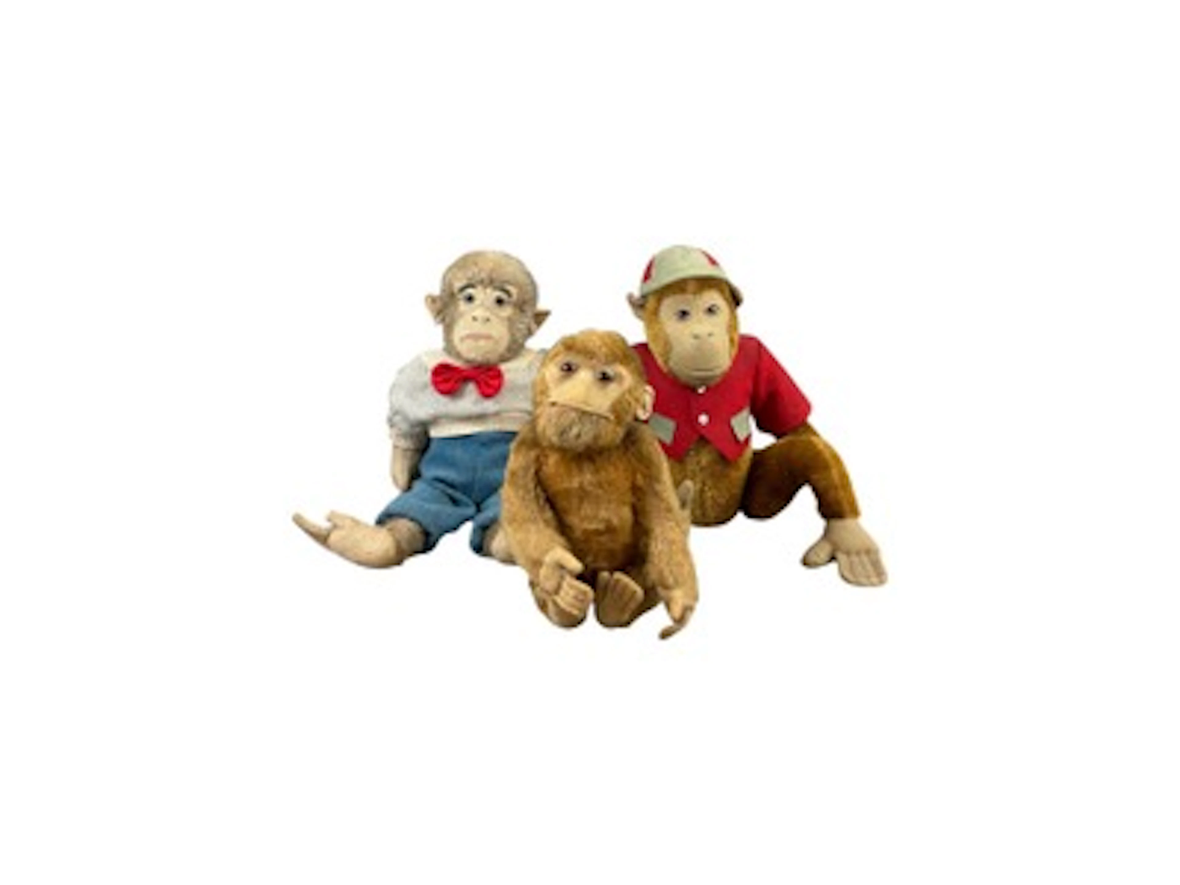 (3) Vintage Plush Mohair Monkey Toys