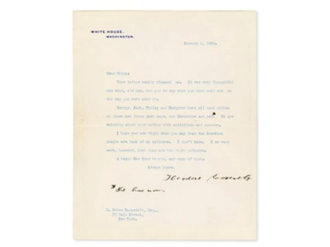 Theodore Roosevelt 1904 Signed White House Letter