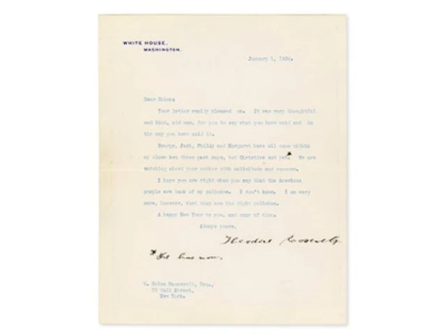 Theodore Roosevelt 1904 Signed White House Letter