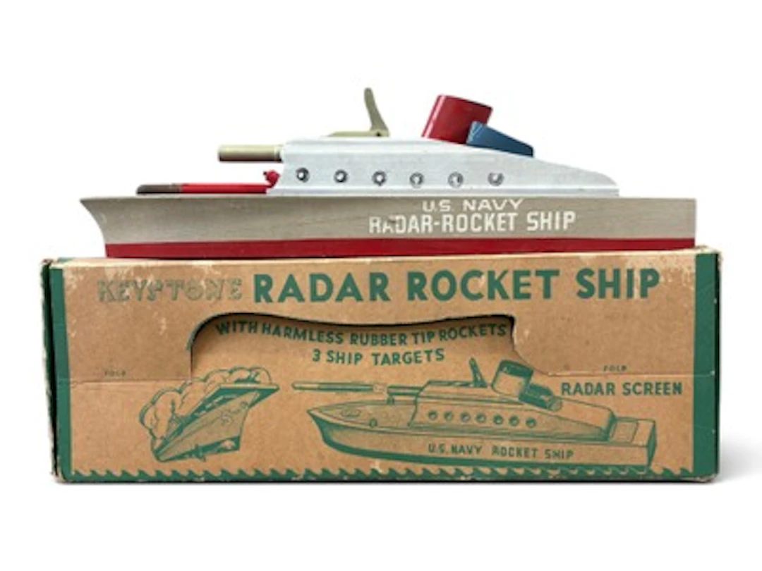 Boxed Keystone Wooden US Navy Radar Rocket Ship