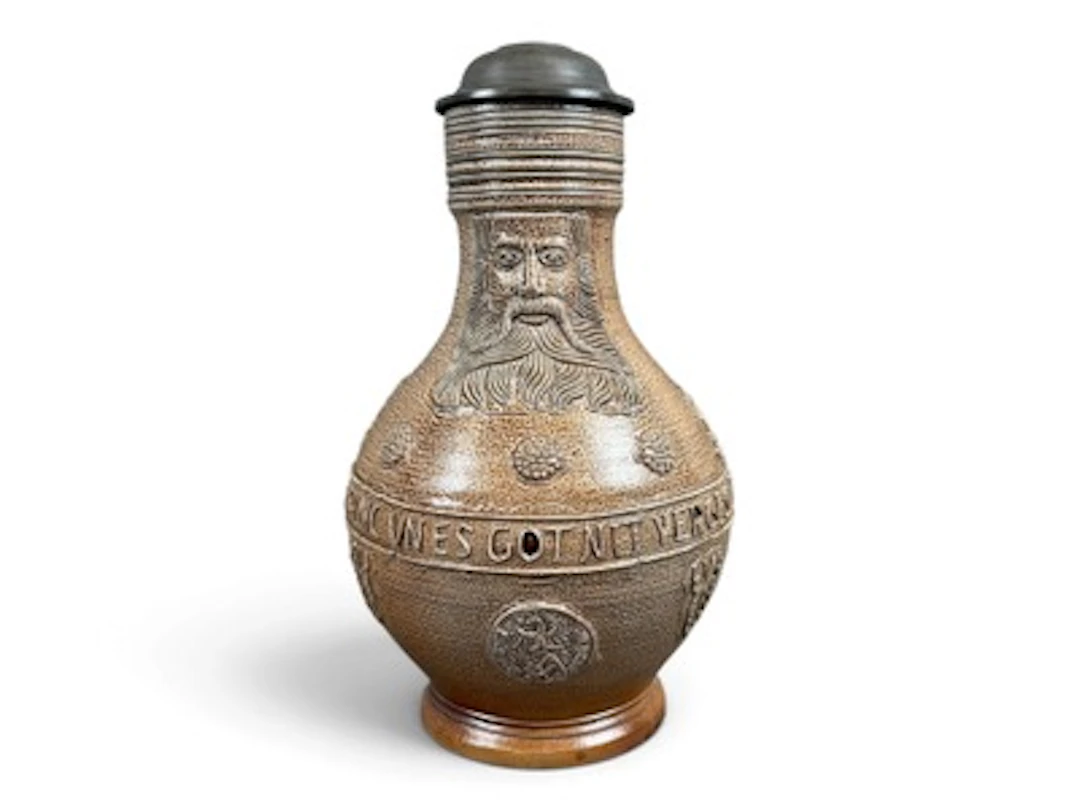 Ovoid Stoneware Beer Stein with Face