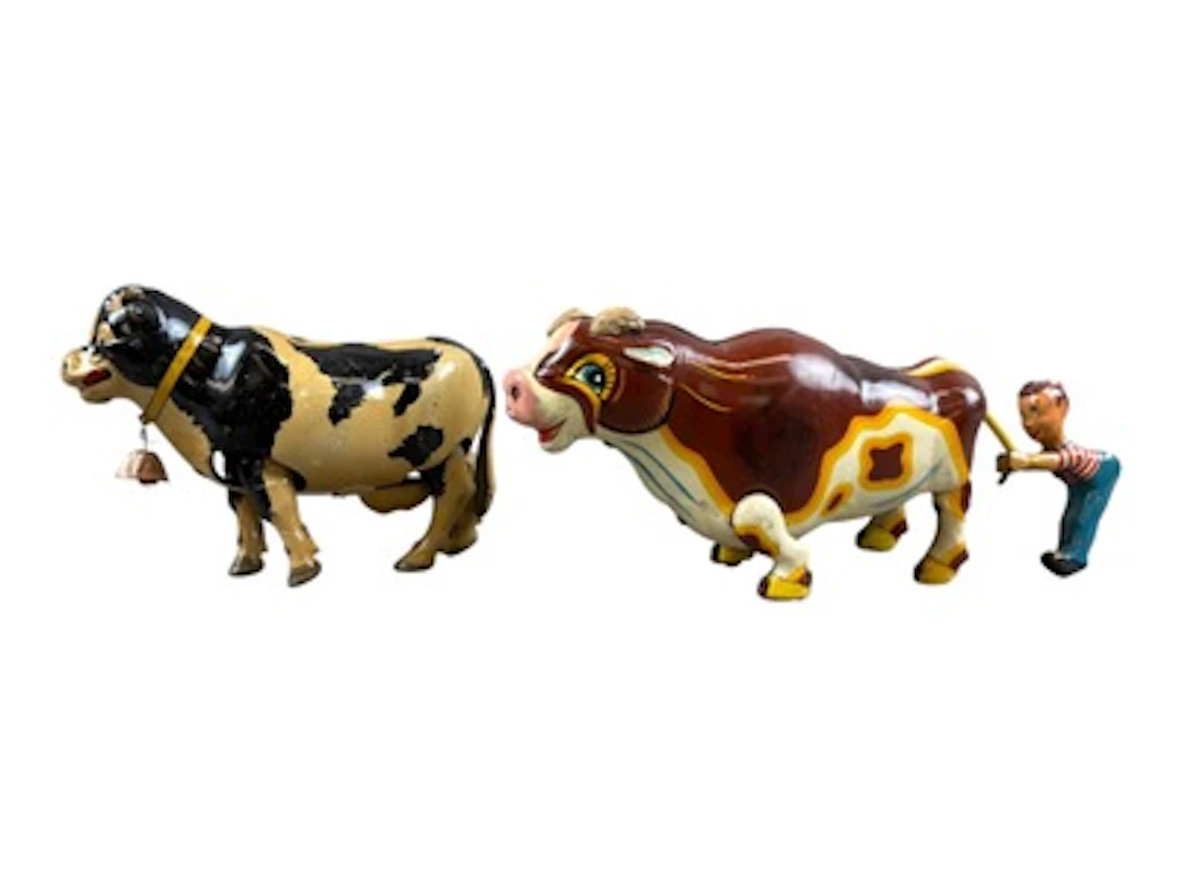 (2) Tin Litho Wind-Up Cows
