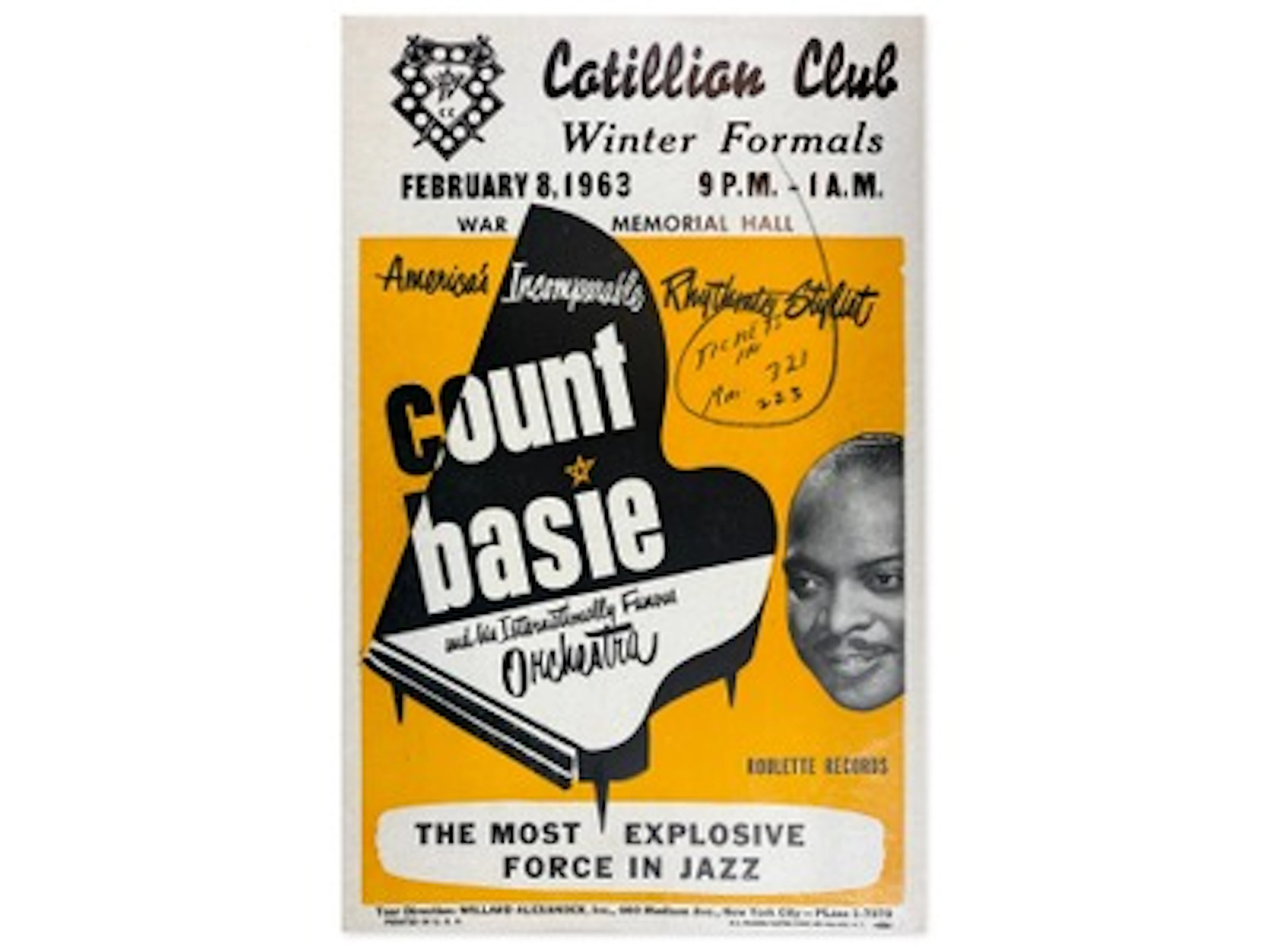 1963 Count Basie Concert Window Card Poster