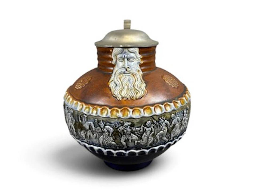 Large Ovoid Beer Stein with Bearded Face