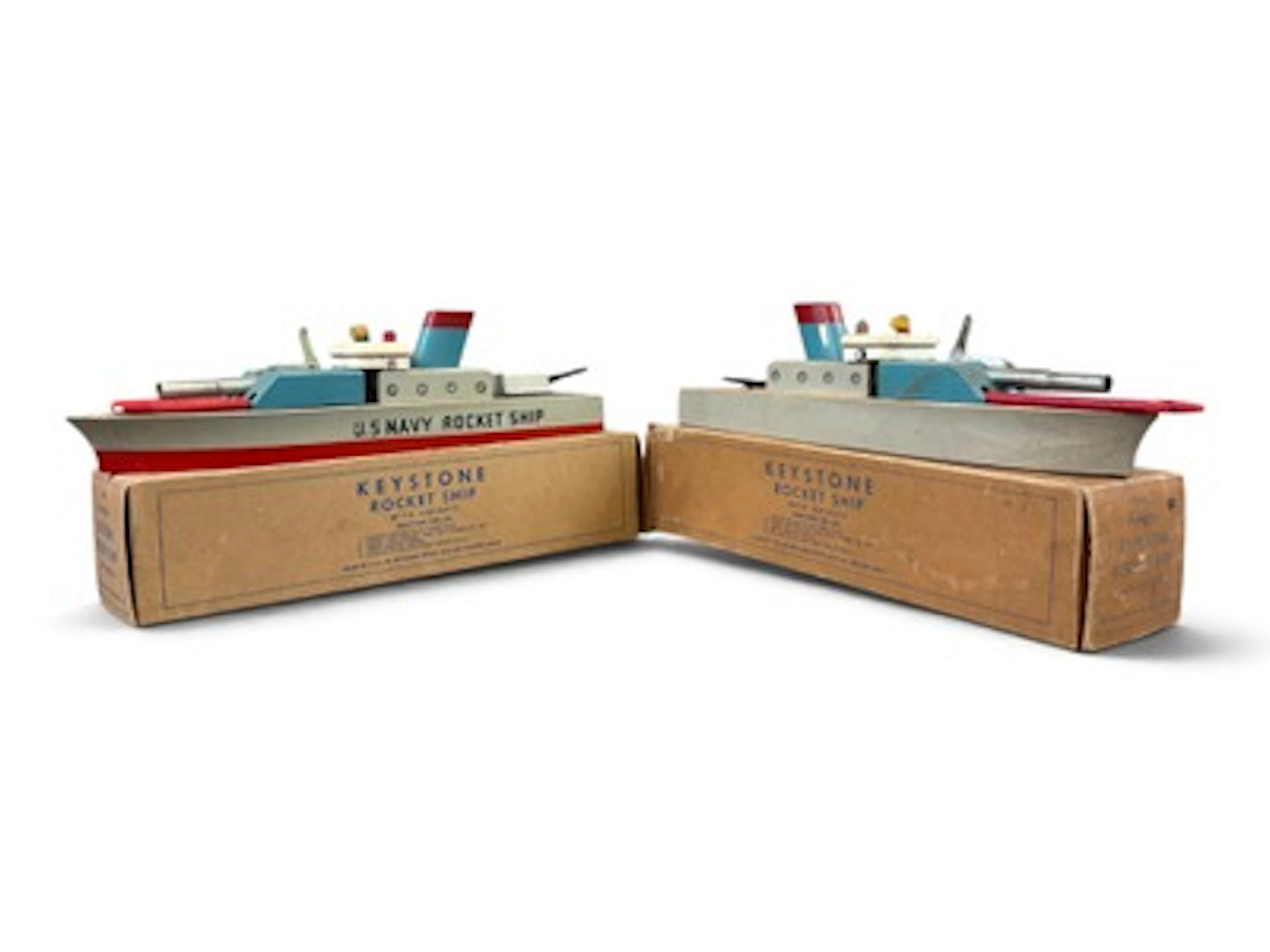 (2) Boxed Keystone US Navy Rocket Ship Boat Toys