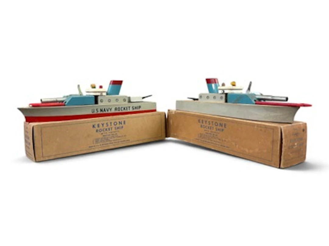 (2) Boxed Keystone US Navy Rocket Ship Boat Toys