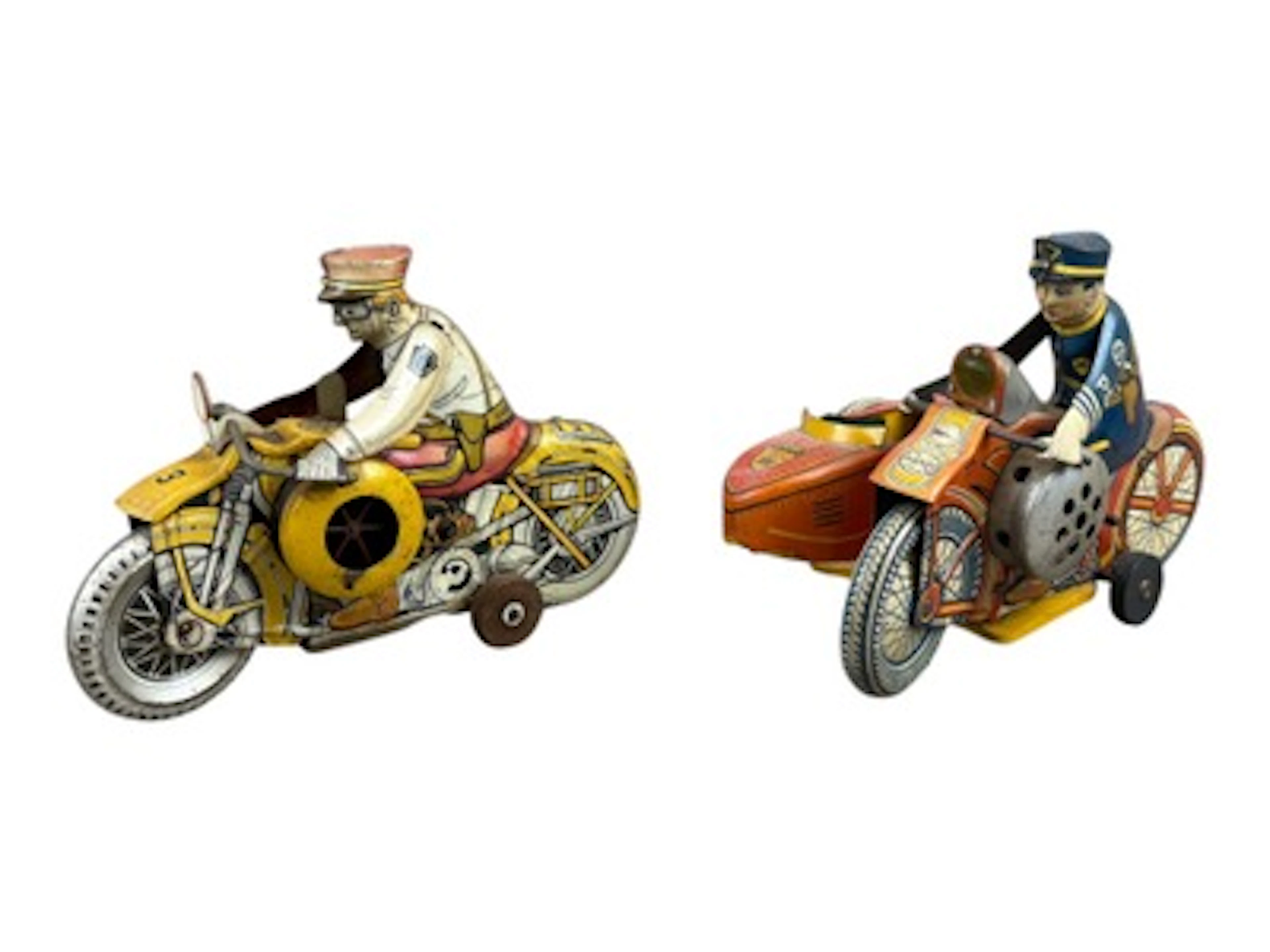 (2) Marx Windup Police Motorcycle Toys