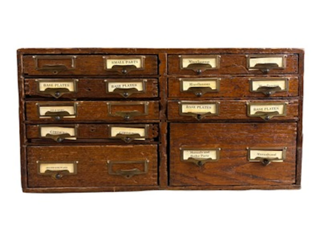 Rare 1927 Gilbert Erector No. 10 Oak 9 Drawer Set