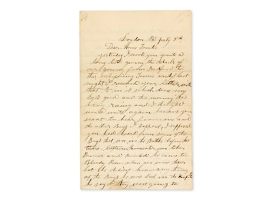 1863 Union Soldier Letter After Gettysburg