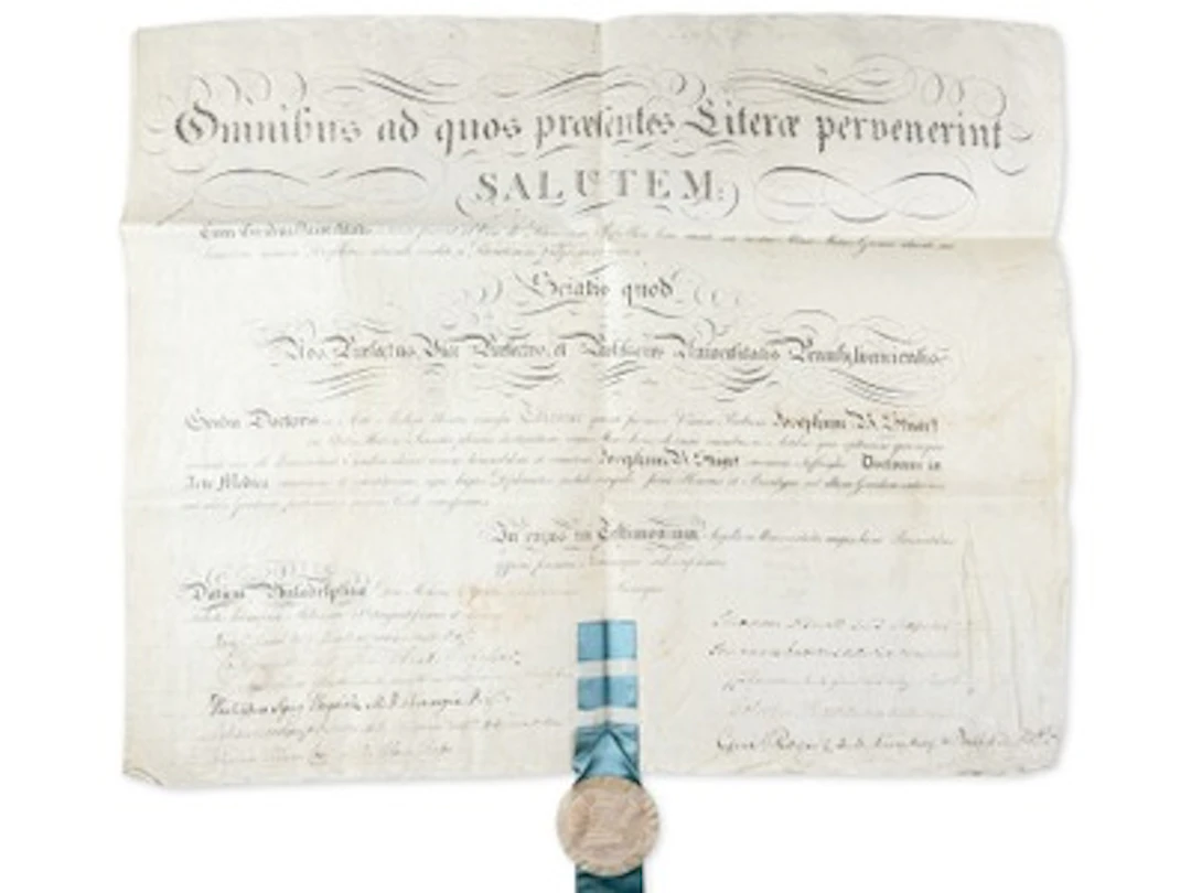 Benjamin Rush Signed 1810 Penn Medical Diploma