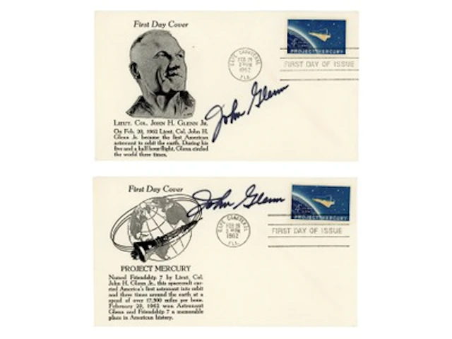 (2) John Glenn Signed First Day Covers - Grad