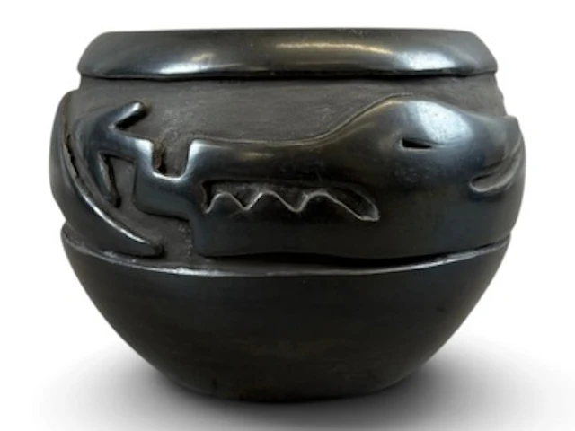 Deeply Carved Santa Clara Bowl Signed.