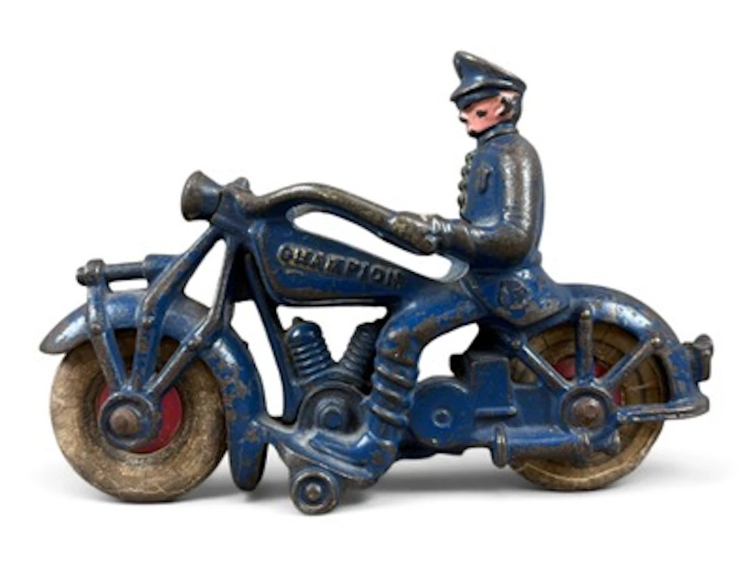 Large Champion Cast Iron Cop Motorcycle