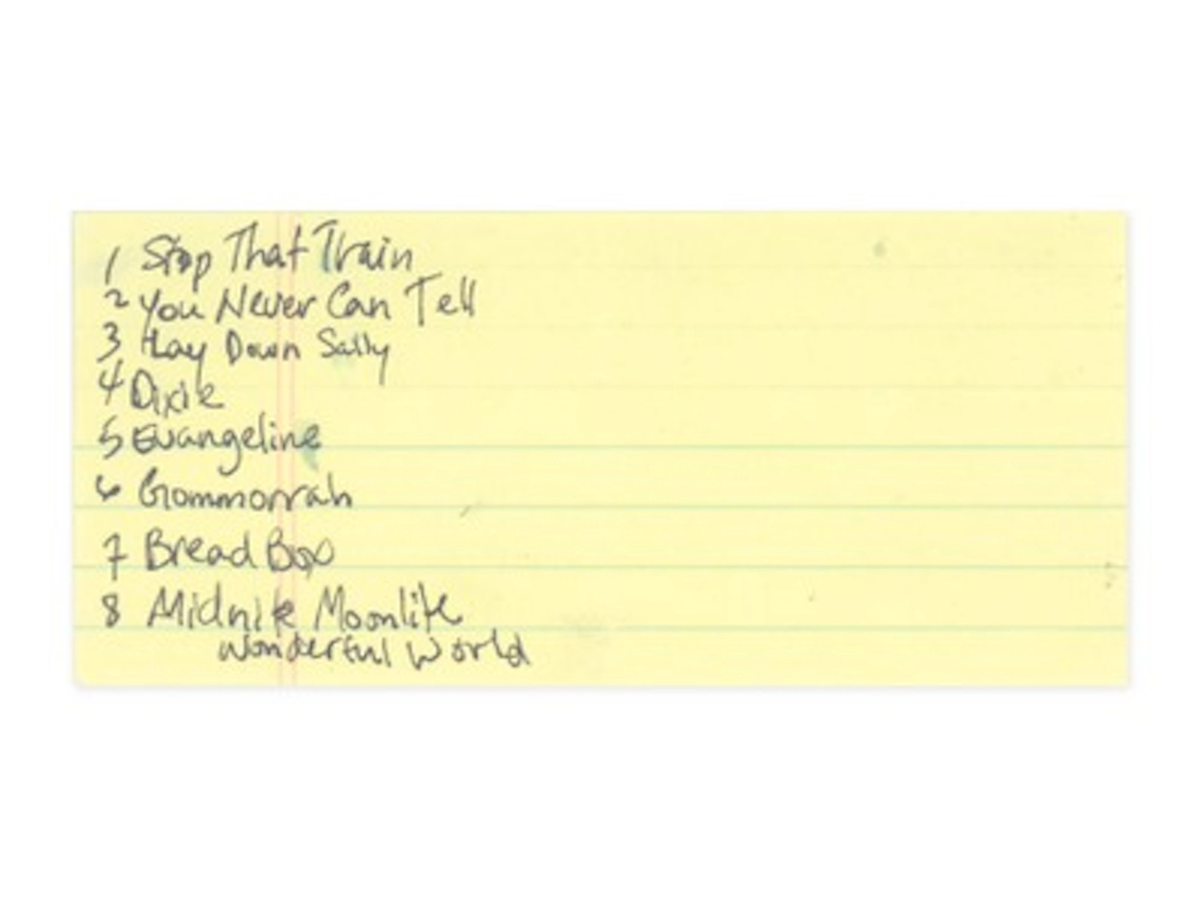 Jerry Garcia Handwritten Setlist - Grad