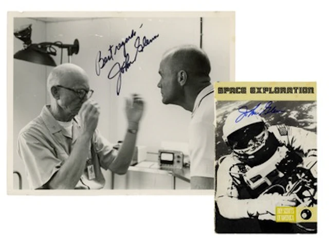 (2) John Glenn Signed Photo & Boy Scouts of America Cover