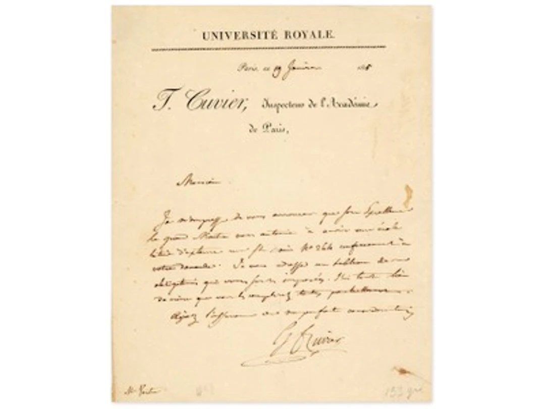 Baron Georges Cuvier 1815 Signed Letter