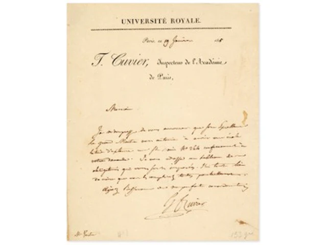 Baron Georges Cuvier 1815 Signed Letter