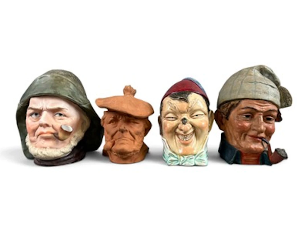 (4) Figural Tobacco Head Jars