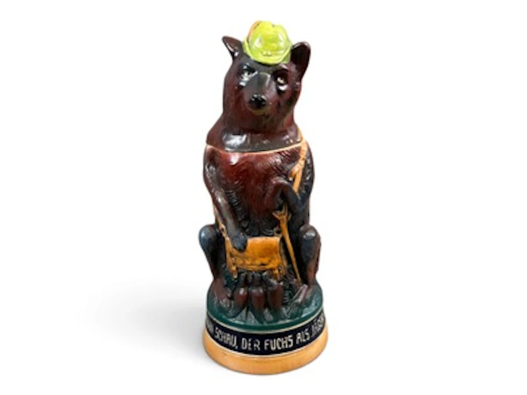 German Figural Fox Beer Stein