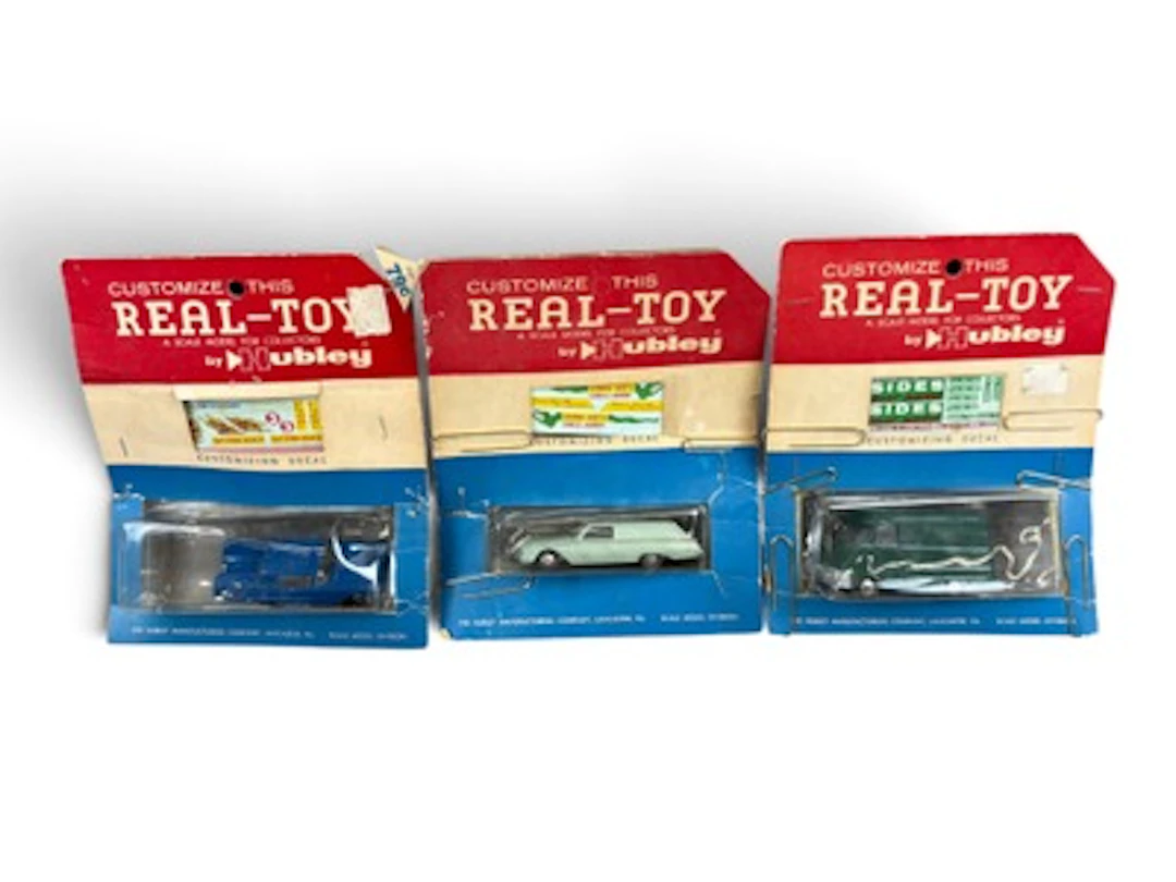 3 Early Carded Hubley Real Toys Vehicles