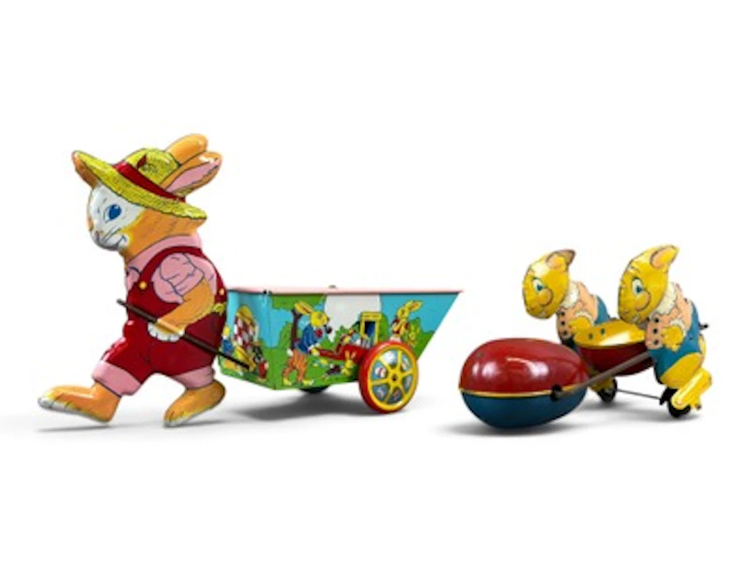 (2) Tin Litho Rabbit Toys