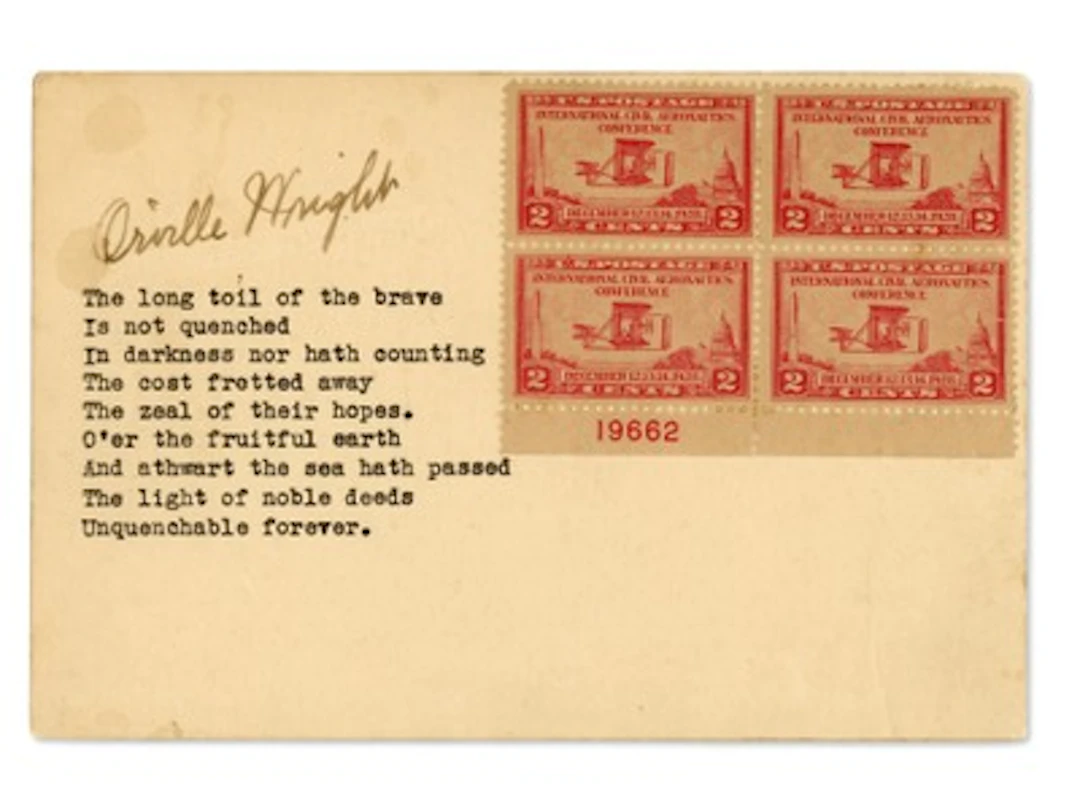 Orville Wright Signed Aviation Display - Grad