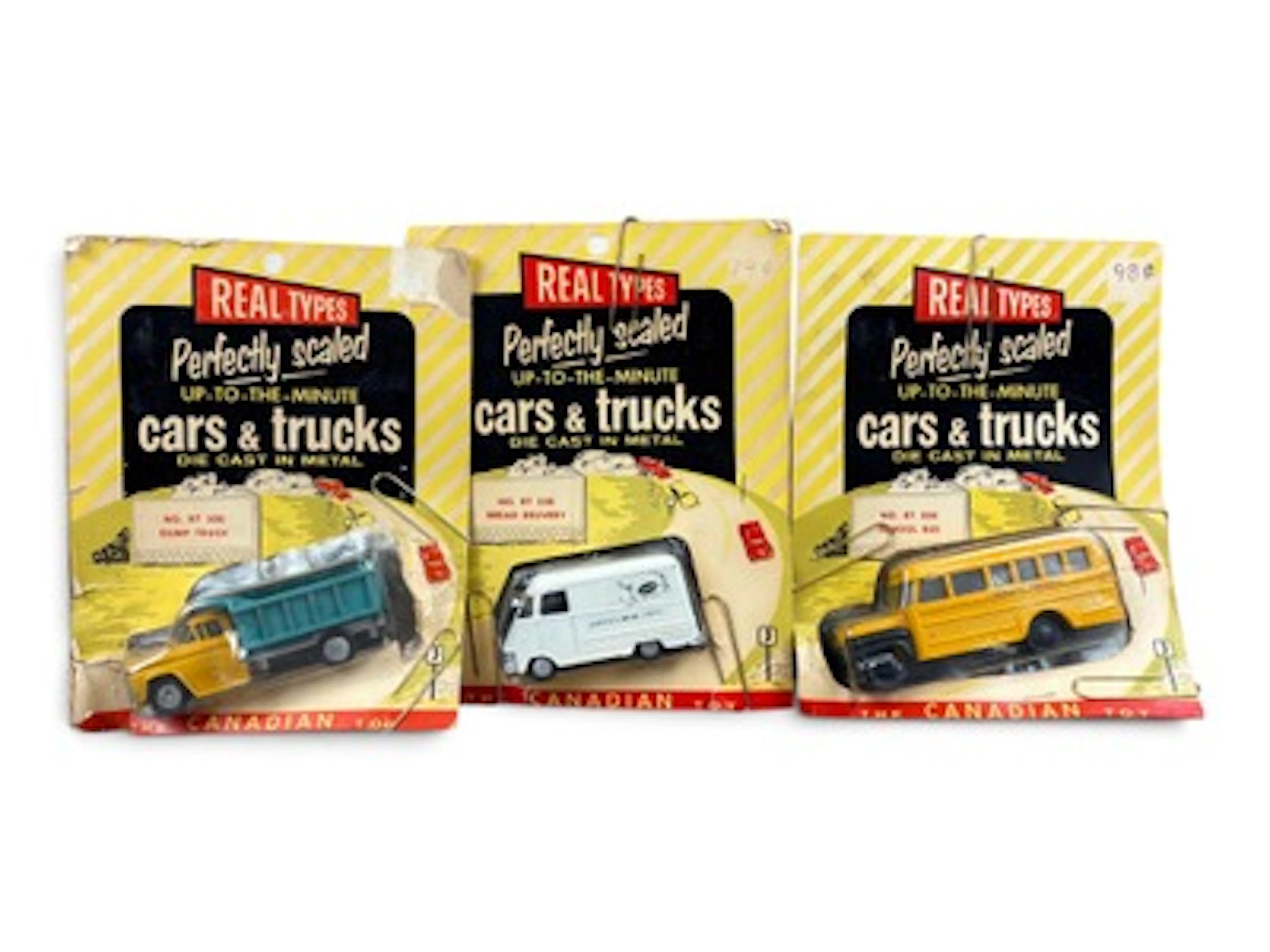 3 Scarce Hubley Real Type Carded Canadian Vehicles