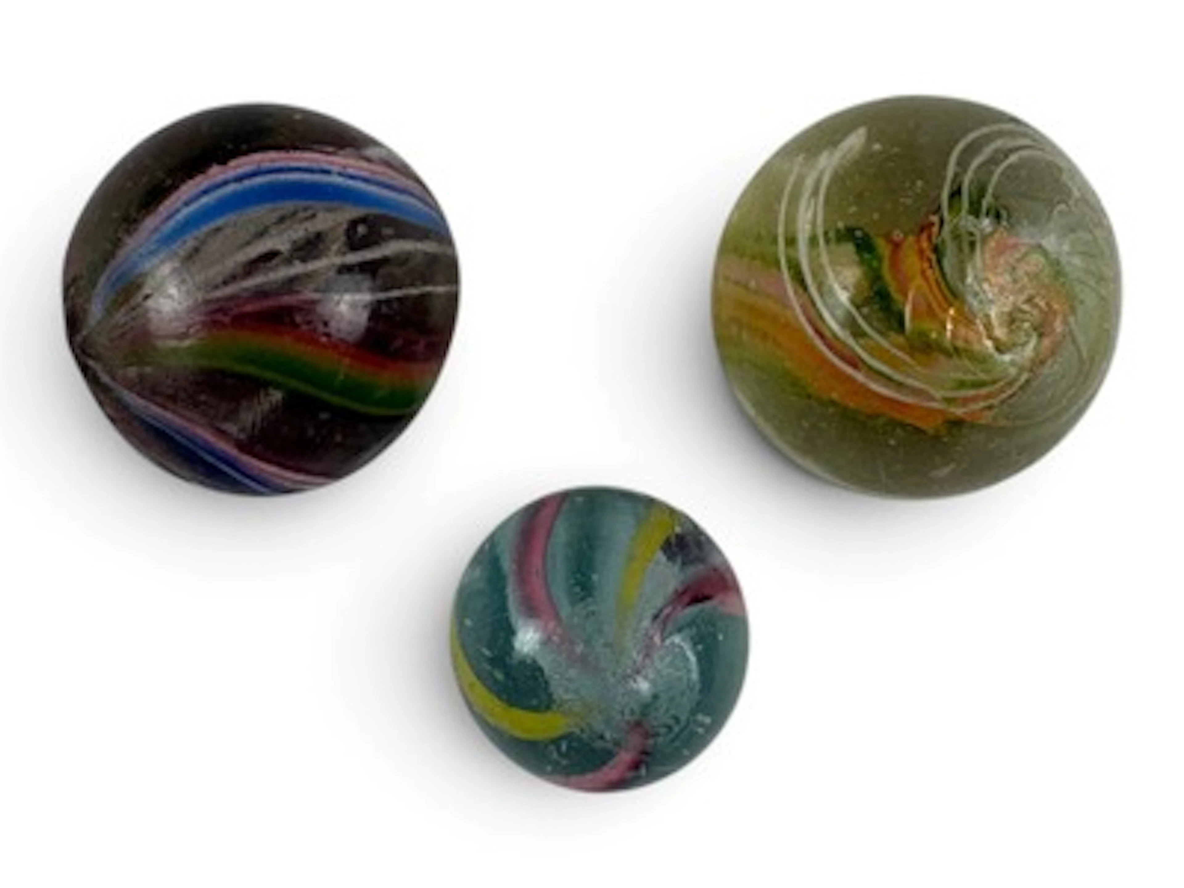 3 Vintage European Hand-Made Marbles